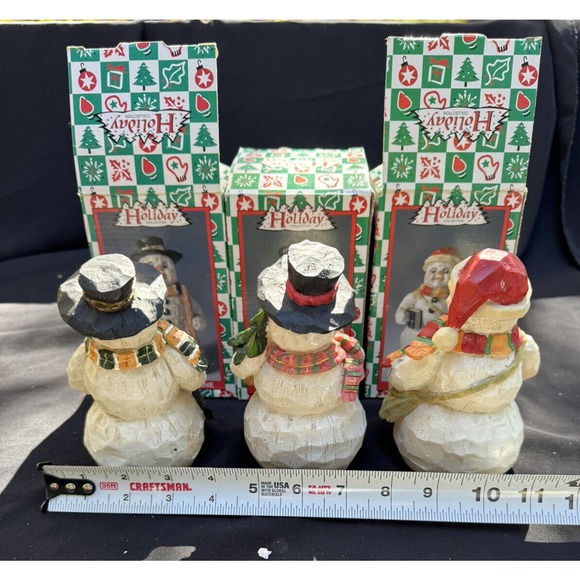 3 VINTAGE 1999 Christmas Snowman Figurines HOLIDAY COLLECTION World Bazaar -Ch8 - Picture 7 of 10